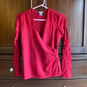 Ann Taylor Red Wrap Tee